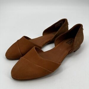 TOMS Women Brown Suede Glitter DOrsay Flats Shoes Size 6.5